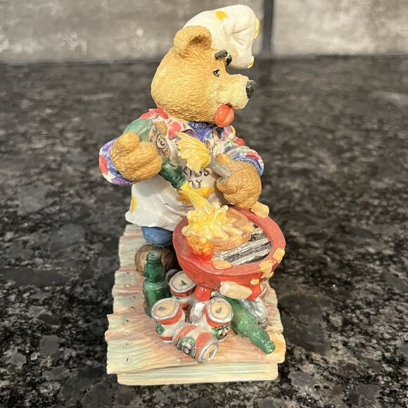 Enesco Moose Creek Crossing “Well Marinated” 1997 Bear Grilling Figurine #293156 - Picture 5 of 6